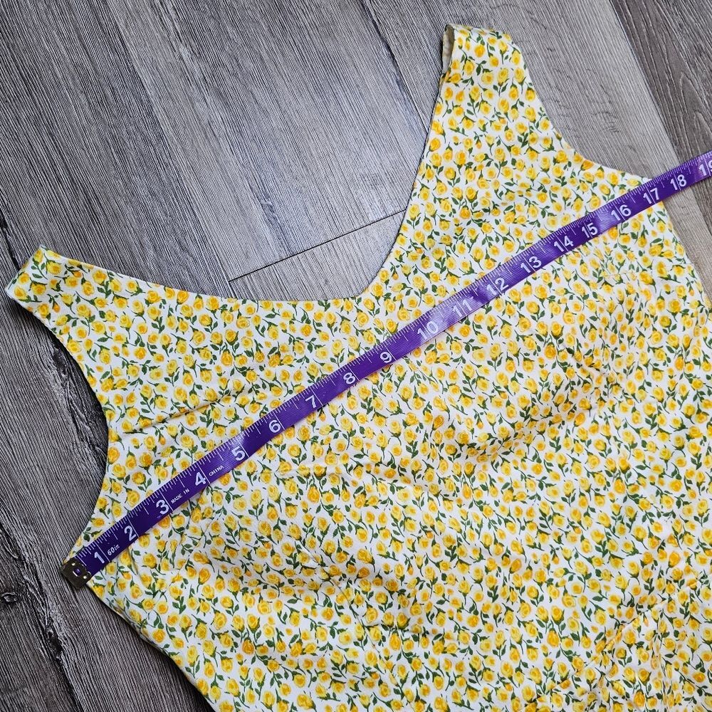 Vintage Yellow Sundress Size 10P Retro Pin-Up Cottage Rose Floral Ditsy Skater - Picture 5 of 9